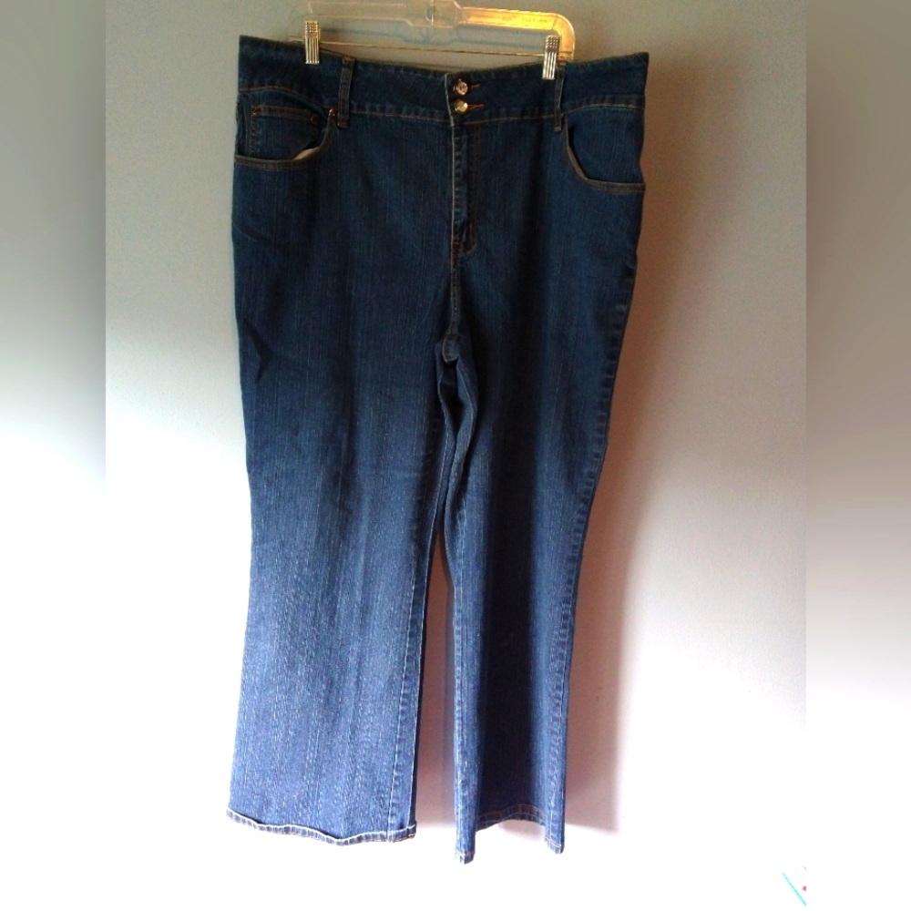 Jamie Nicole Size 22 Flare Jeans Plus Size Wide Leg Ramie Cotton Blend